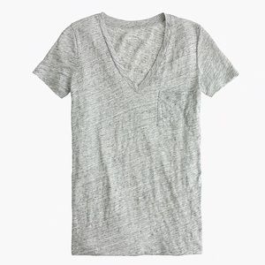 J Crew Grey 100% Linen V-neck pocket T-shirt